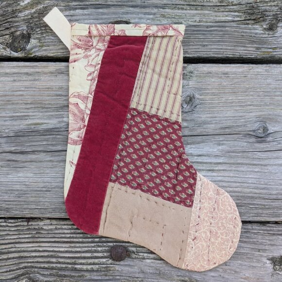 Christmas Stocking Burgundy Patch - Picture 1 of 7